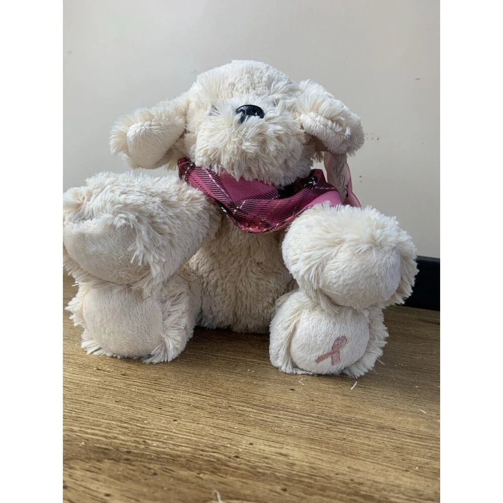 Dressbarn Breast Cancer Dog Plush Skye Pink Plaid Scarf Soft Stuffed Toy 8